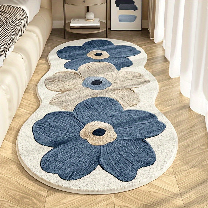 1000G Sheep Carpet - Transparent Flower Pastoral with Sheep, Soft Fluffy Bedside, Non-Slip PVC Backing, Irregular Shape Suitable for ' Room,, Corridor - Machine Washable Cozy Mat