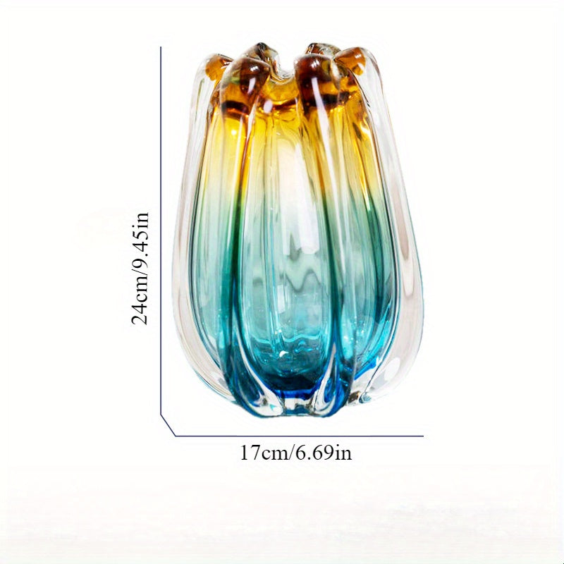 1pc Round Glass Vase - Small Cylinder Vase Suitable for Home, Wedding, Office Centerpiece - Elegant Table Decor, Bookshelf Ornament, Modern Glass Flower Holder