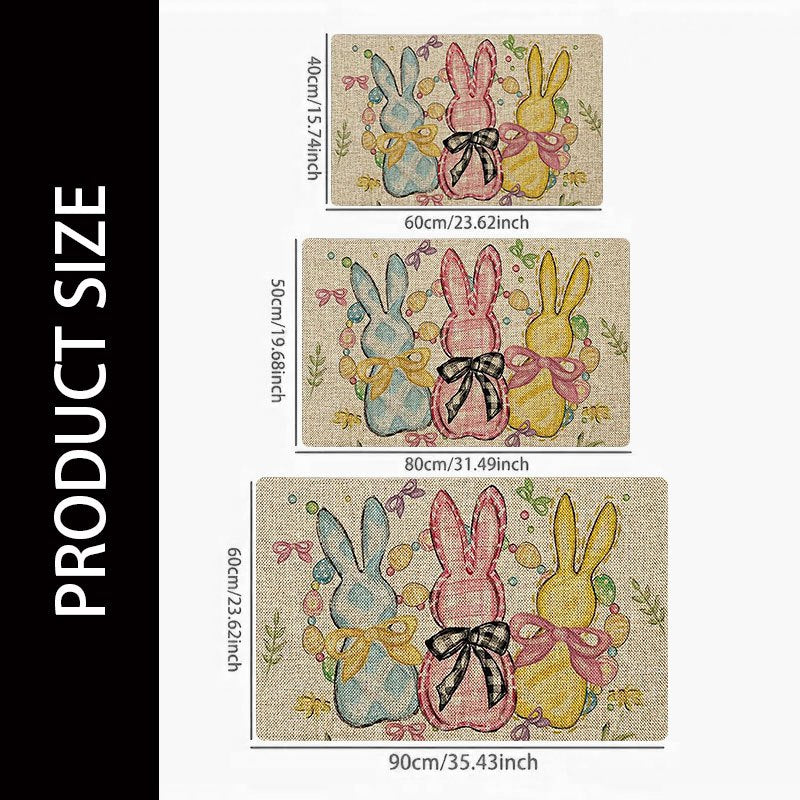 1pc Easter Bunny and Easter Egg Pattern Flannel Carpet | Antislip, Soft, Comfortable, Easy to Clean, Suitable for Bedroom, Living Room, Dining Room, Kitchen, Bathroom, and Entrance, Machine Made by HANCHEN