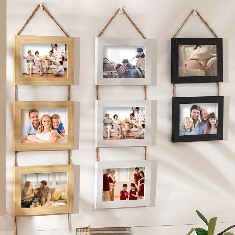 4pcs Wooden Glass Photo Frame Set with Flip-Top Display - 4x6 Collage Photo Stand, Hanging Art Wall & Desktop Display - Home Decor, Room Aesthetic Accent - Wedding, Housewarming, Christmas, Halloween Gift