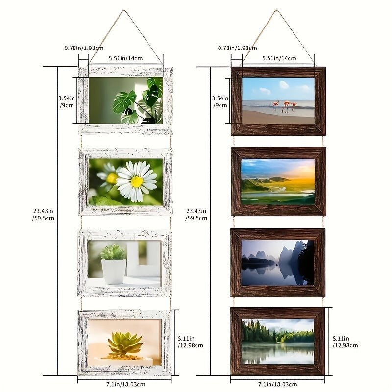 4pcs Wooden Glass Photo Frame Set with Flip-Top Display - 4x6 Collage Photo Stand, Hanging Art Wall & Desktop Display - Home Decor, Room Aesthetic Accent - Wedding, Housewarming, Christmas, Halloween Gift