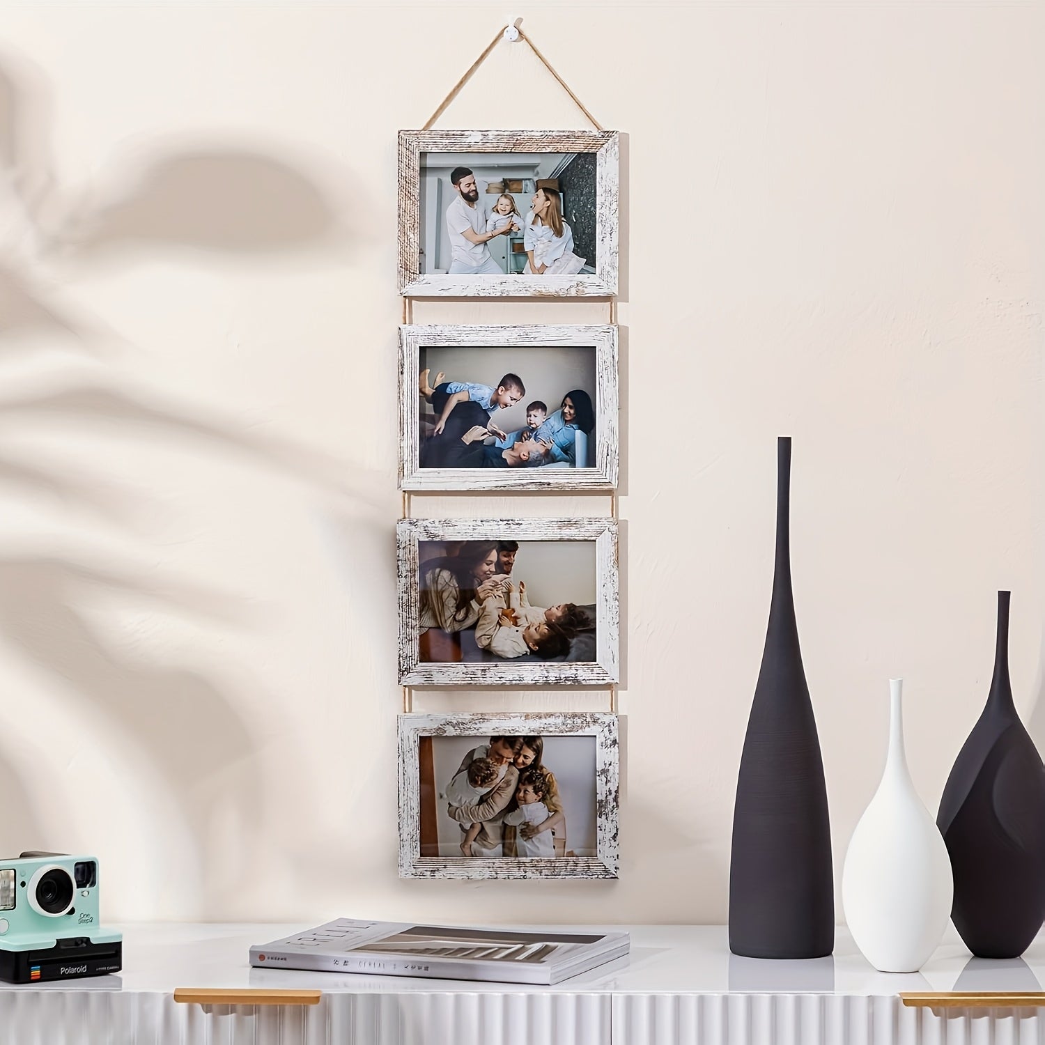 4pcs Wooden Glass Photo Frame Set with Flip-Top Display - 4x6 Collage Photo Stand, Hanging Art Wall & Desktop Display - Home Decor, Room Aesthetic Accent - Wedding, Housewarming, Christmas, Halloween Gift