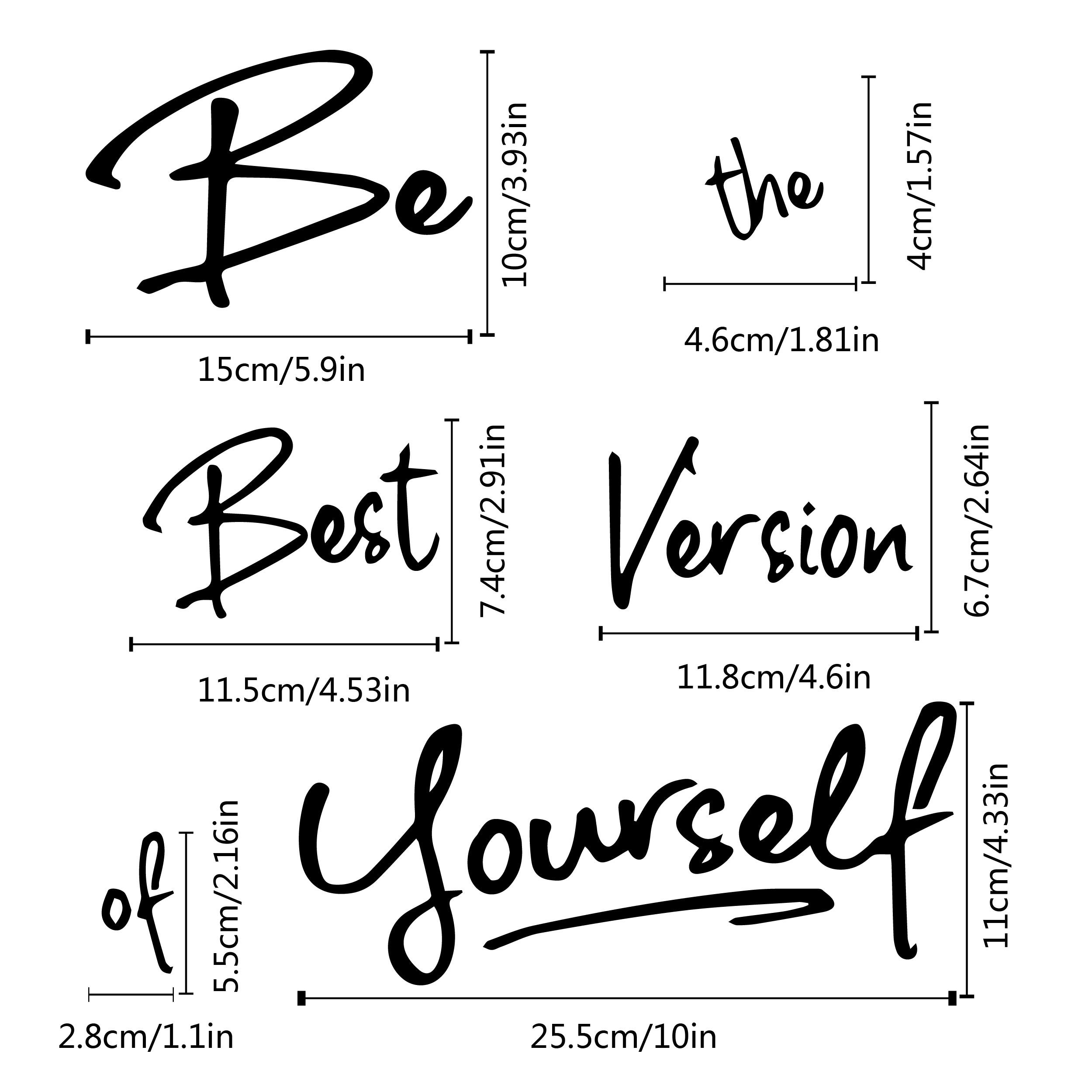 6pc 'be The Best Version Of Yourself' Metal Wall Art - Inspirational Statements Sign With Minimal Line Art Design - Living Room Decor With No Feathers Bathroom, Kitchen, Bedroom, Door Curtain