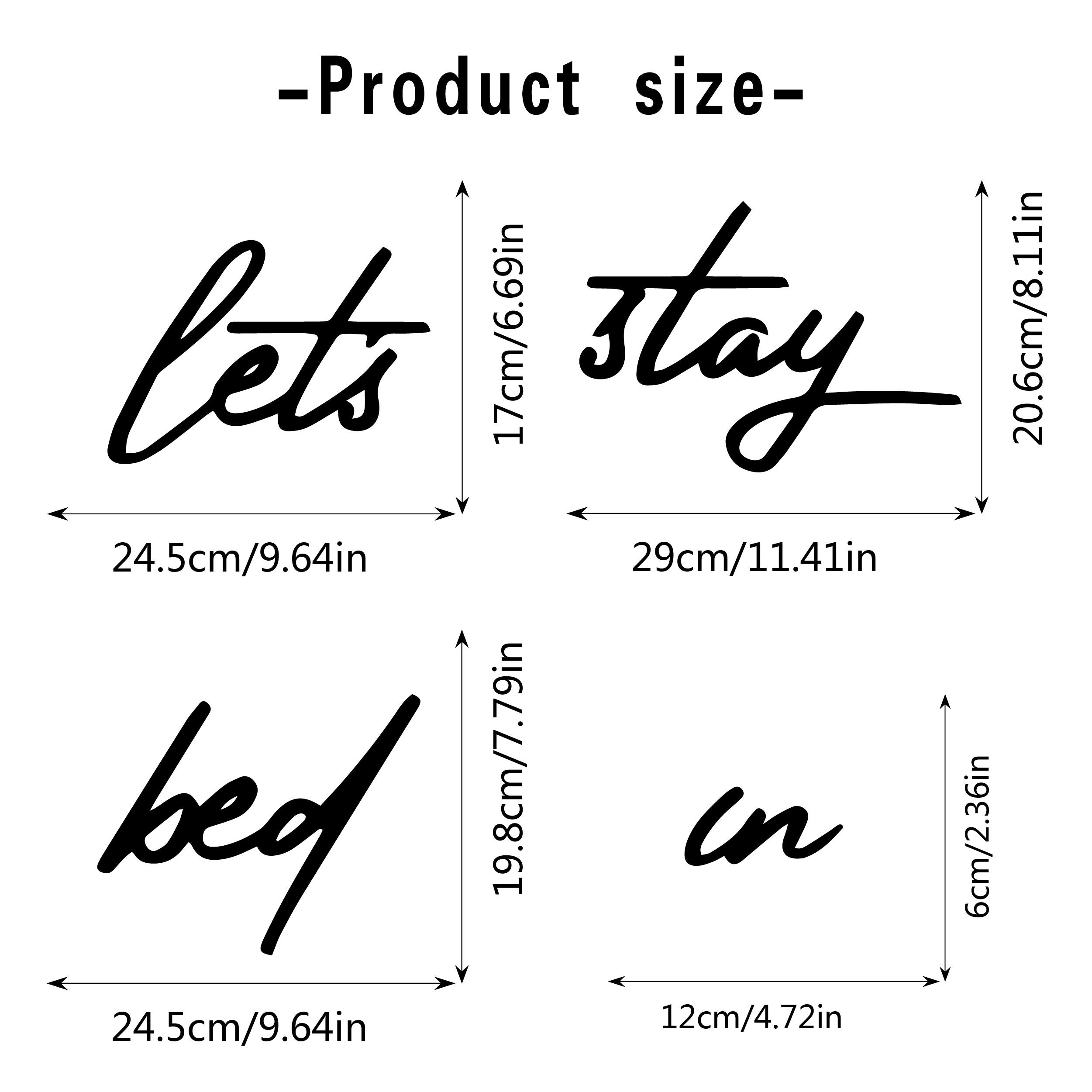 4pcs Let's Stay In Bed Metal Wall Art - Minimalist Bed Sign Suitable for Christmas Decorations, Cozy Bedroom & Living Room Decor, Holiday Gifts