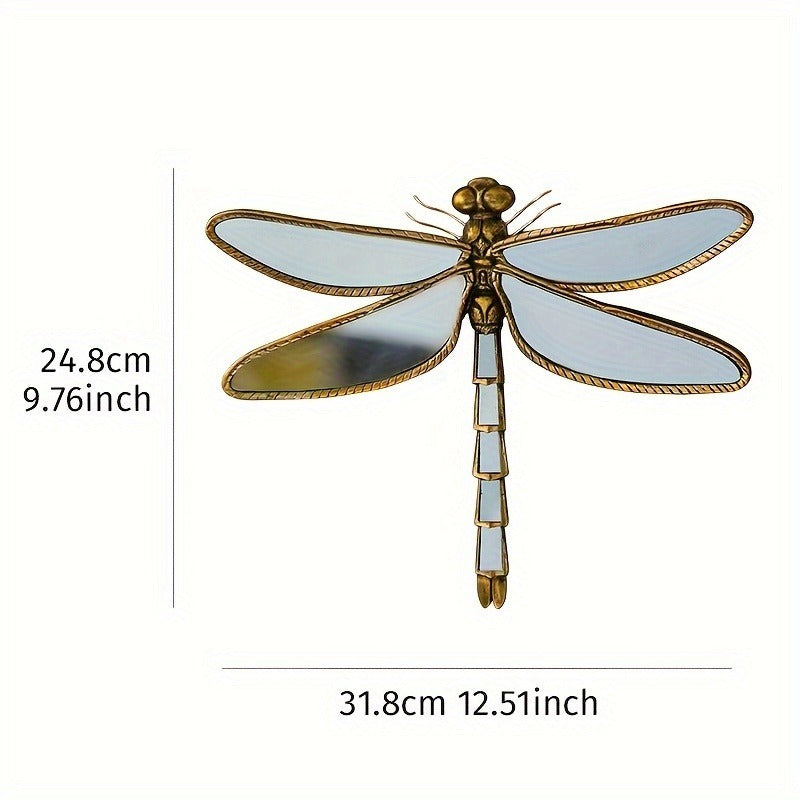 Victorian Golden European Dragonfly Wall Decor - Resin Glass Lens Inlaid Pendant Suitable for, Bedroom, Reception - Retro Natural Patterns, European with Glass Lens Accent for Home Decoration, Multi- Hanging Ornament